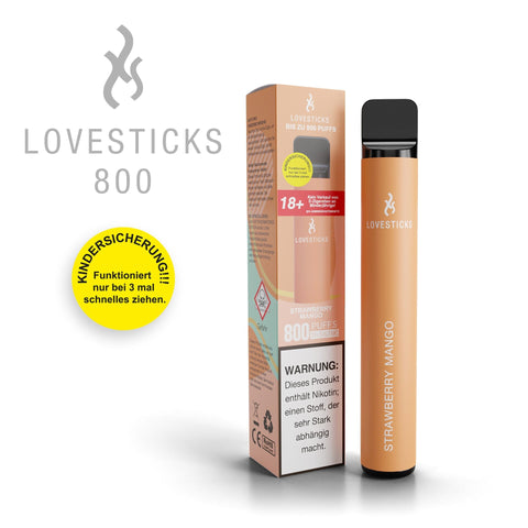 LOVESTICKS 800 Strawberry Mango Einweg E-Zigarette, mit Verpackung