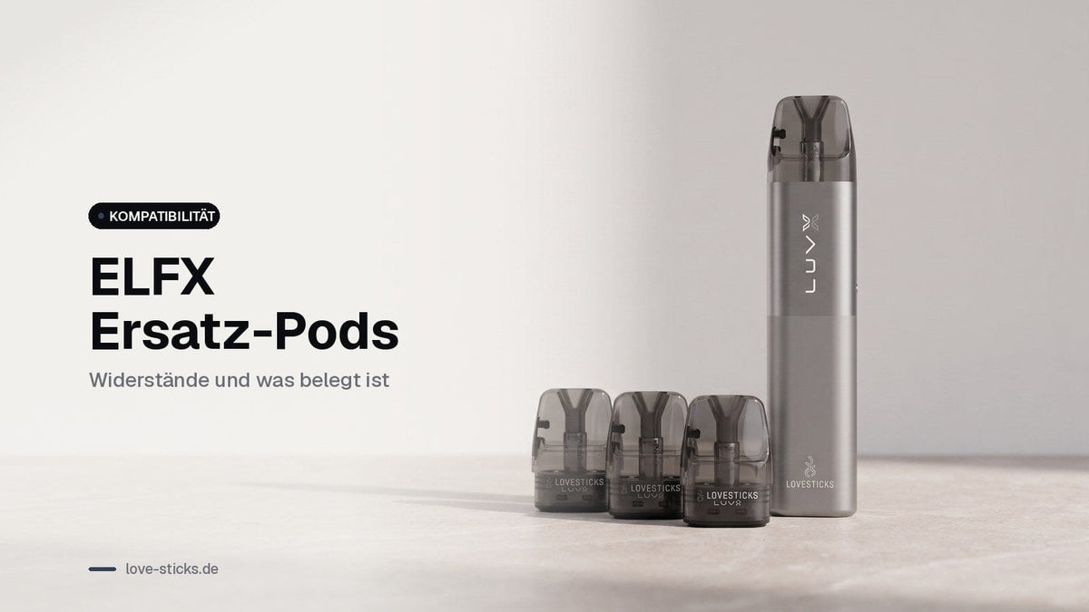 ELFX Ersatz-Pods: LUVX Pods im 3er-Set neben dem LUVX Pod Kit 1000 mAh