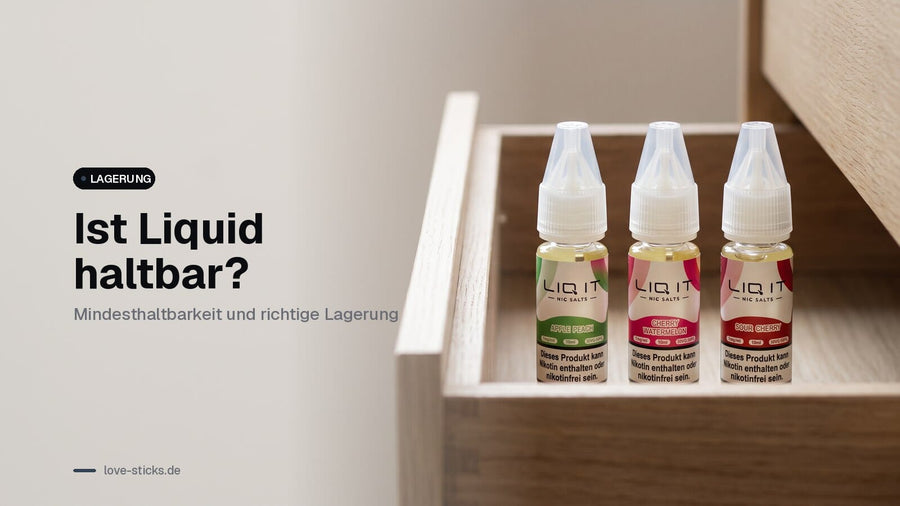 Liquid Haltbarkeit: LIQ IT Flaschen kühl und dunkel in einer Holzschublade gelagert