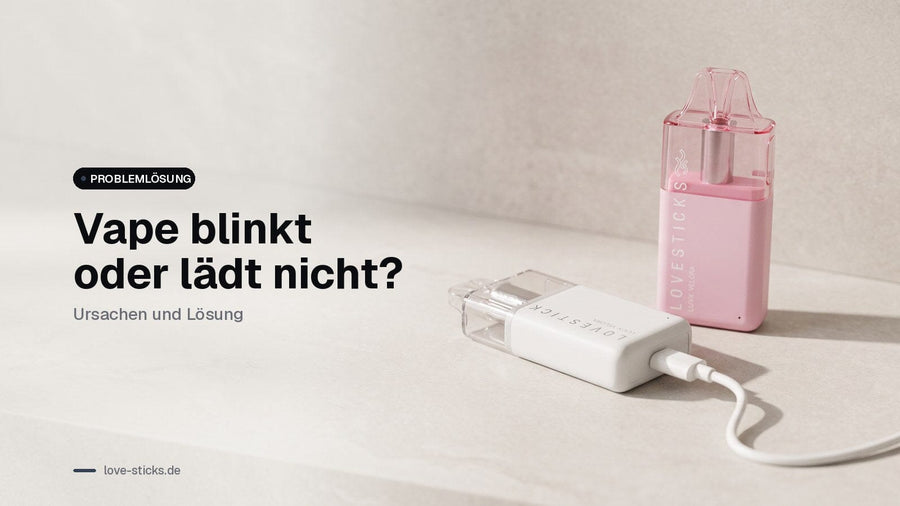Vape blinkt oder lädt nicht: LUVX Velora mit angeschlossenem USB-C-Kabel