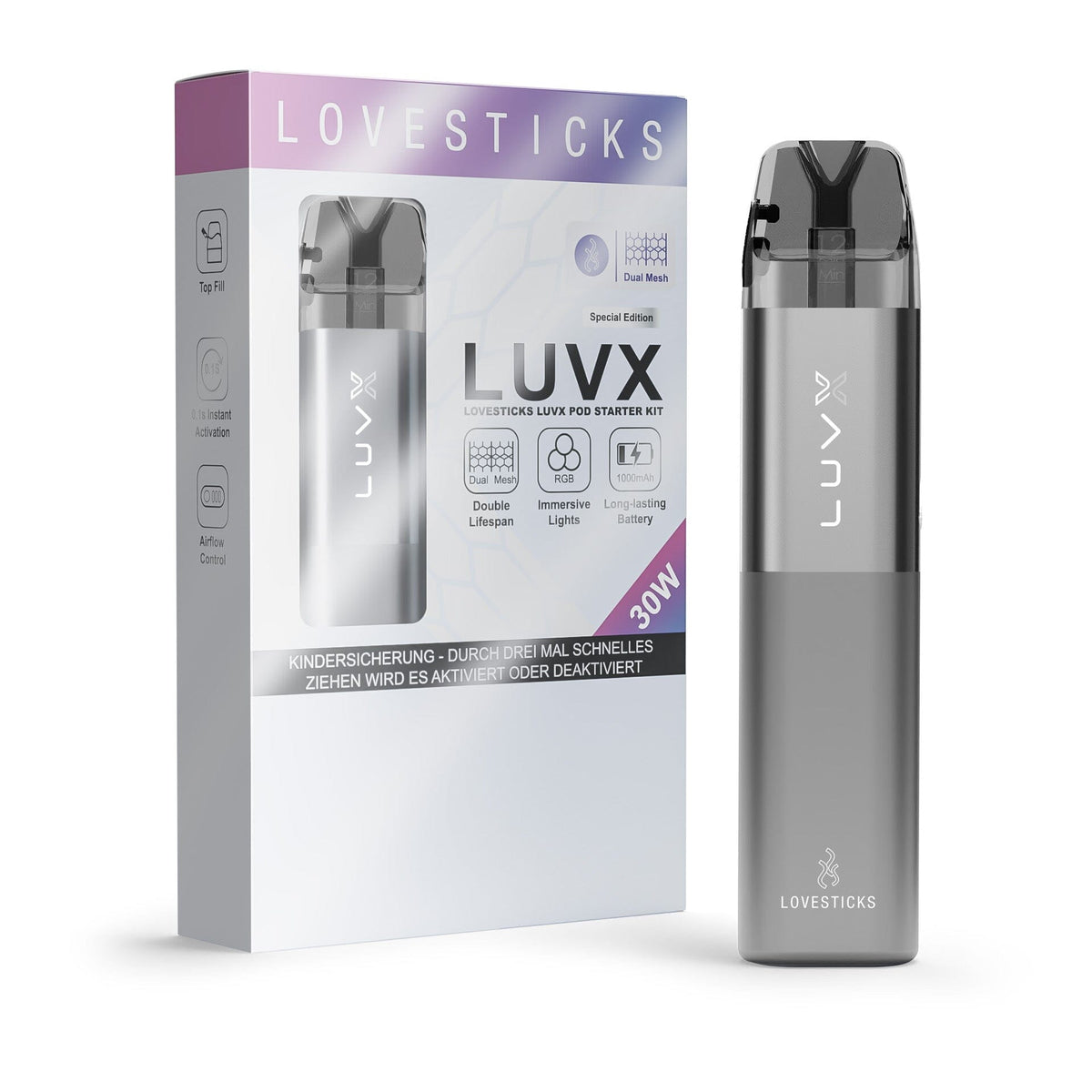 LUVX Pod Kit 1000 mAh Grey, mit Verpackung