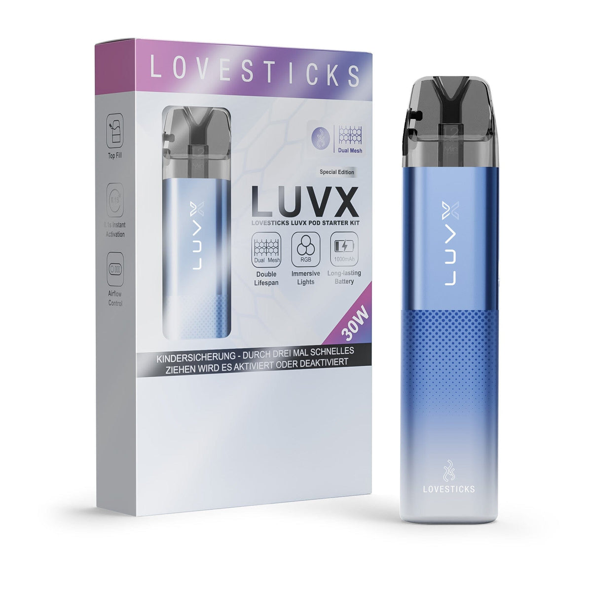 LUVX Pod Kit 1000 mAh Blue, mit Verpackung