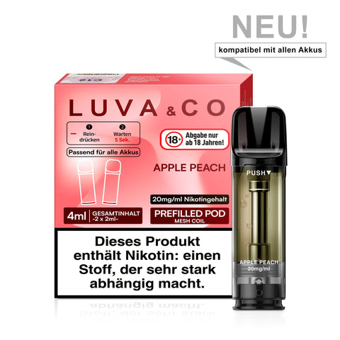 LUVA&CO Prefilled Pod Apple Peach, 2 Pods à 2 ml mit Verpackung