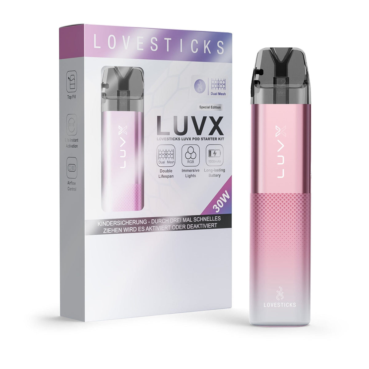 LUVX Pod Kit 1000 mAh Pink, mit Verpackung