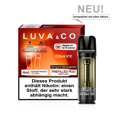 LUVA&CO Prefilled Pod Cola Ice, 2 Pods à 2 ml mit Verpackung