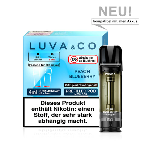 LUVA&CO Prefilled Pod Peach Blueberry, 2 Pods à 2 ml mit Verpackung
