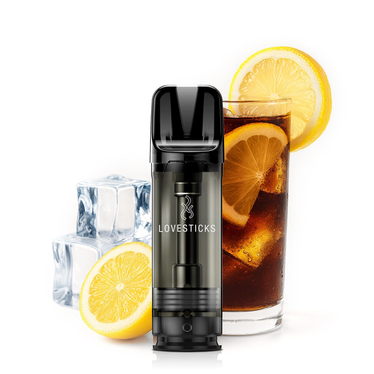 LUVA&CO Prefilled Pod Cola Ice, Pod einzeln mit Colaglas und Zitrone