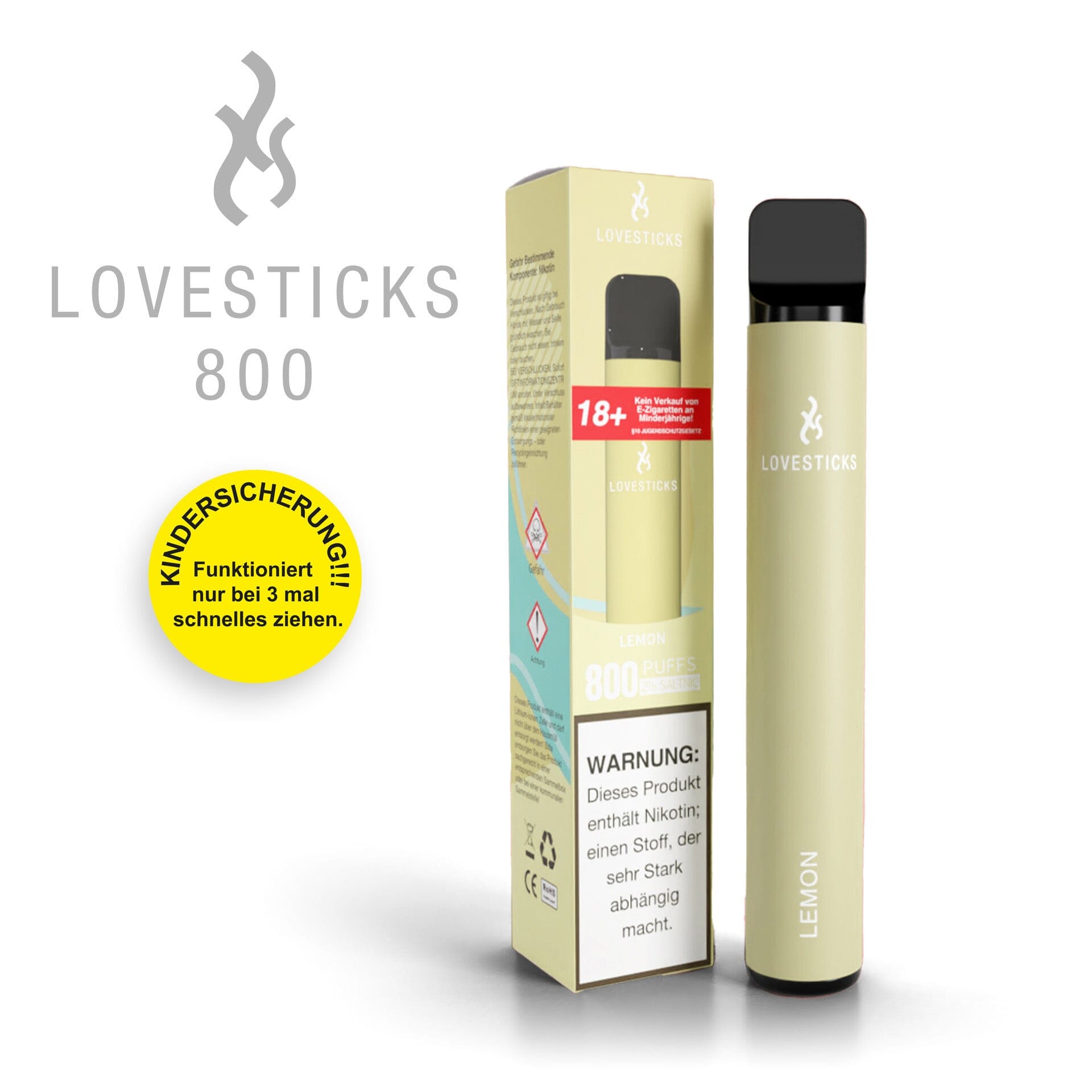 LOVESTICKS 800 – LEMON E-Zigarette (8125160816935)