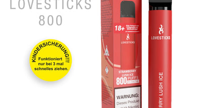 LOVESTICKS 800 – STRAWBERRY LUSH ICE E-Zigarette (8125159899431)
