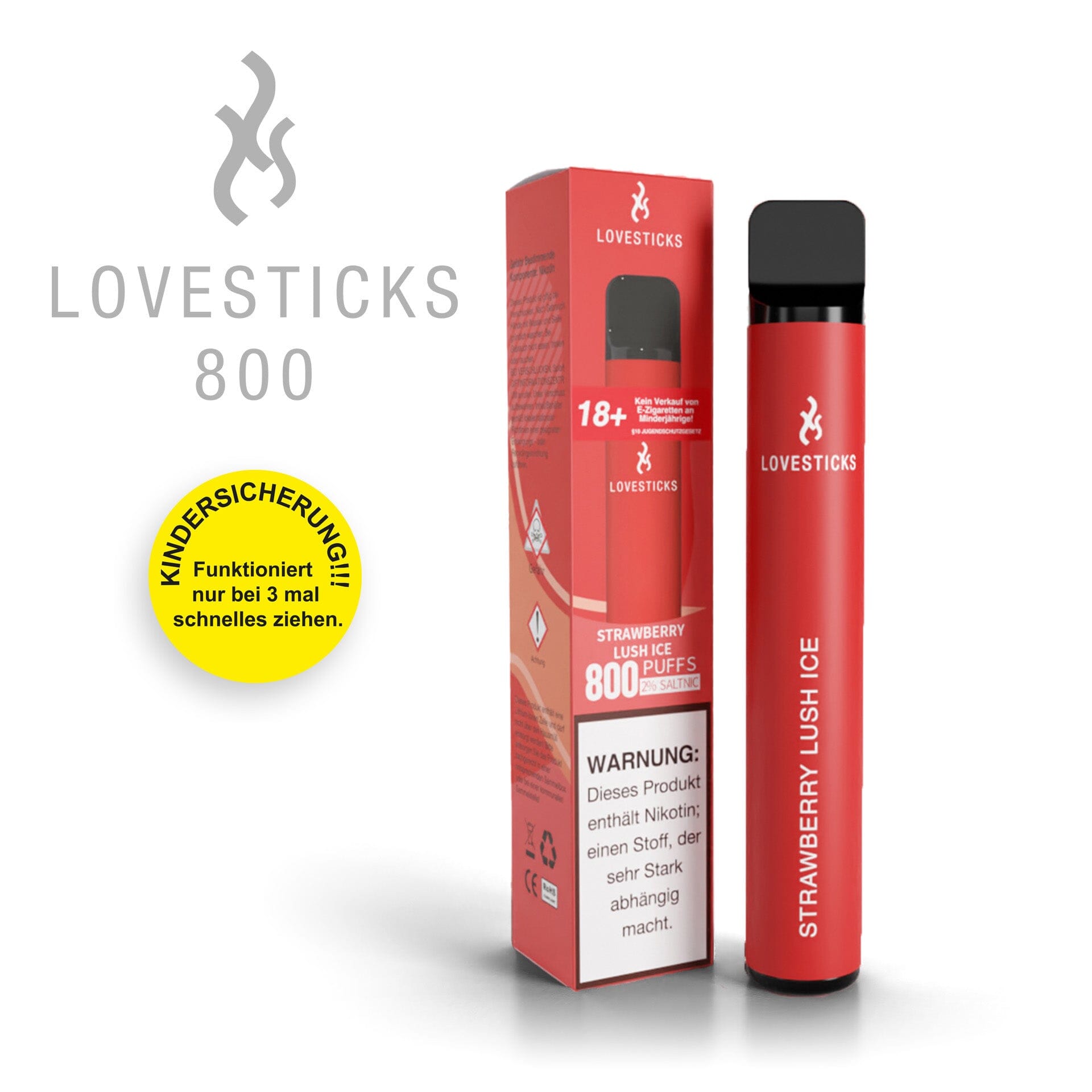 LOVESTICKS 800 – STRAWBERRY LUSH ICE E-Zigarette (8125159899431)