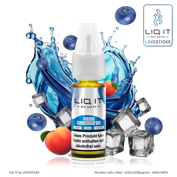 LIQIT Peach Blueberry Ice Liquid 0 mg ohne Nikotin, 10-ml-Flasche