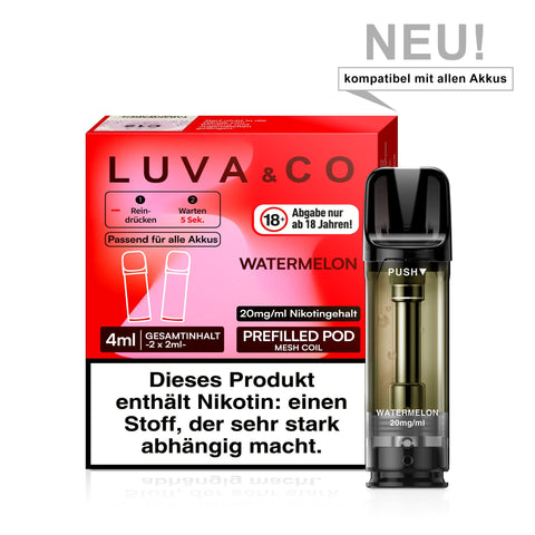 LUVA&CO Prefilled Pod Watermelon, 2 Pods à 2 ml mit Verpackung