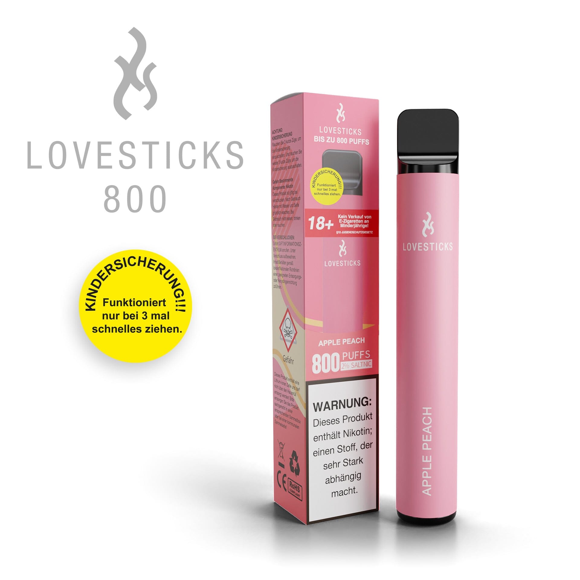 LOVESTICKS 800 – APPLE PEACH E-Zigarette (8368835461457)