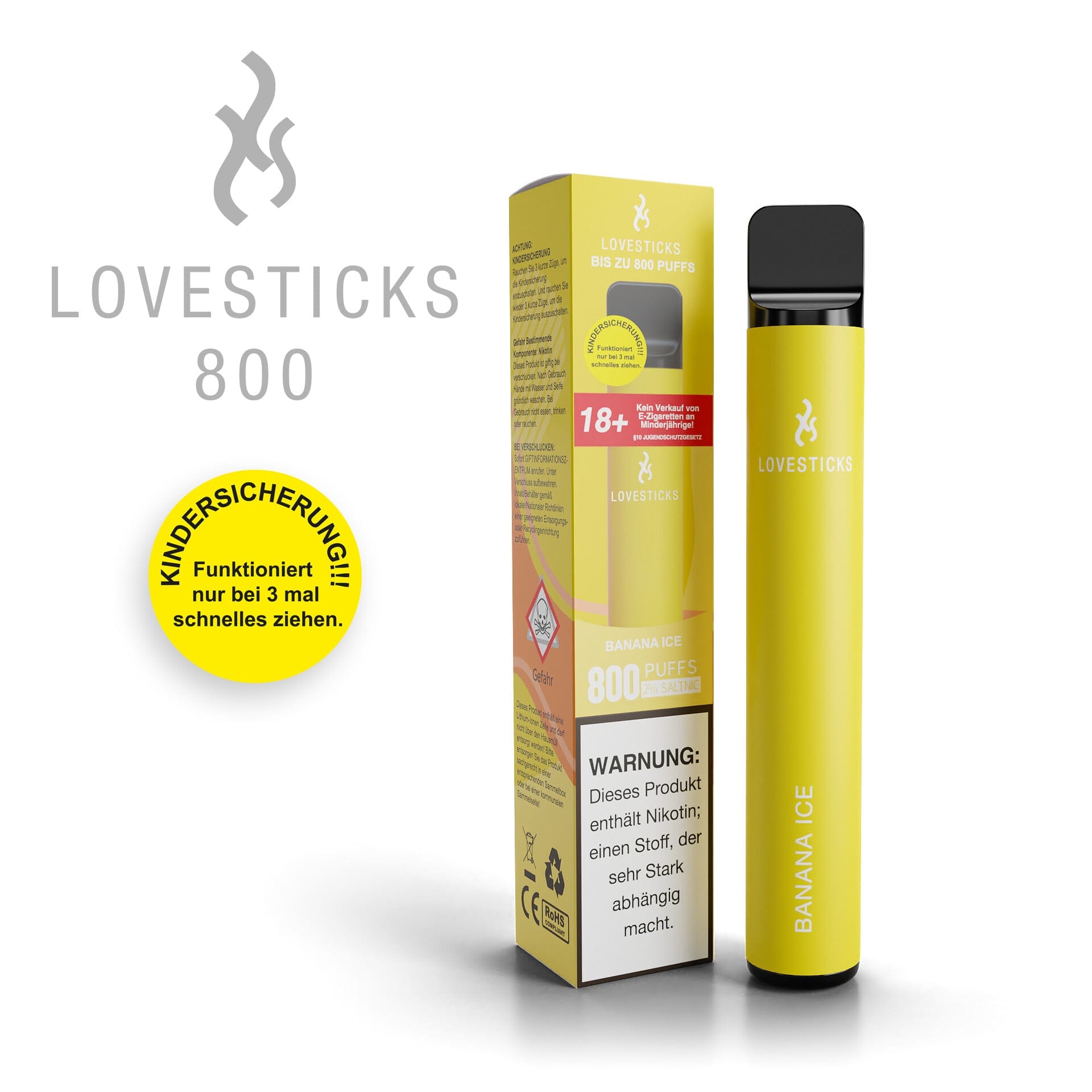 LOVESTICKS 800 – BANANA ICE E-Zigarette (8125159702823)