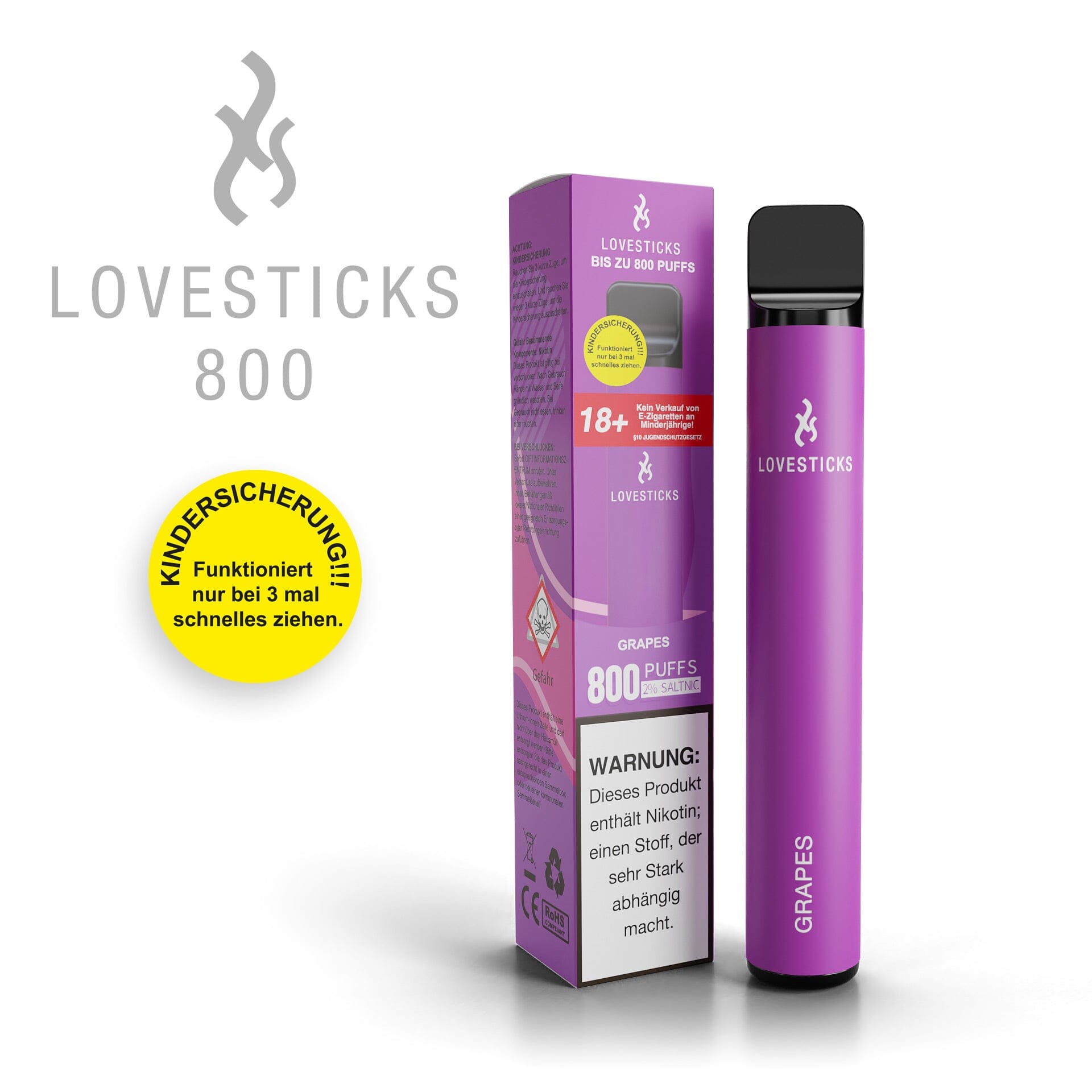 LOVESTICKS 800 – AV GRAPES E-Zigarette (8125159309607)