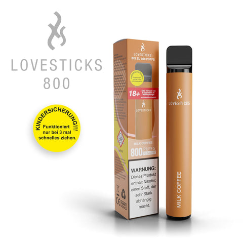 LOVESTICKS 800 Milk Coffee Einweg E-Zigarette, mit Verpackung