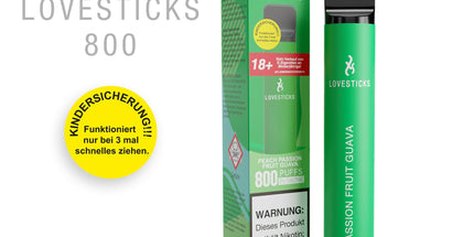 LOVESTICKS 800 – PEACH PASSION FRUIT GUAVAE E-Zigarette (8368834347345)