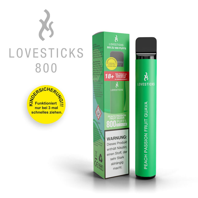 LOVESTICKS 800 – PEACH PASSION FRUIT GUAVAE E-Zigarette (8368834347345)